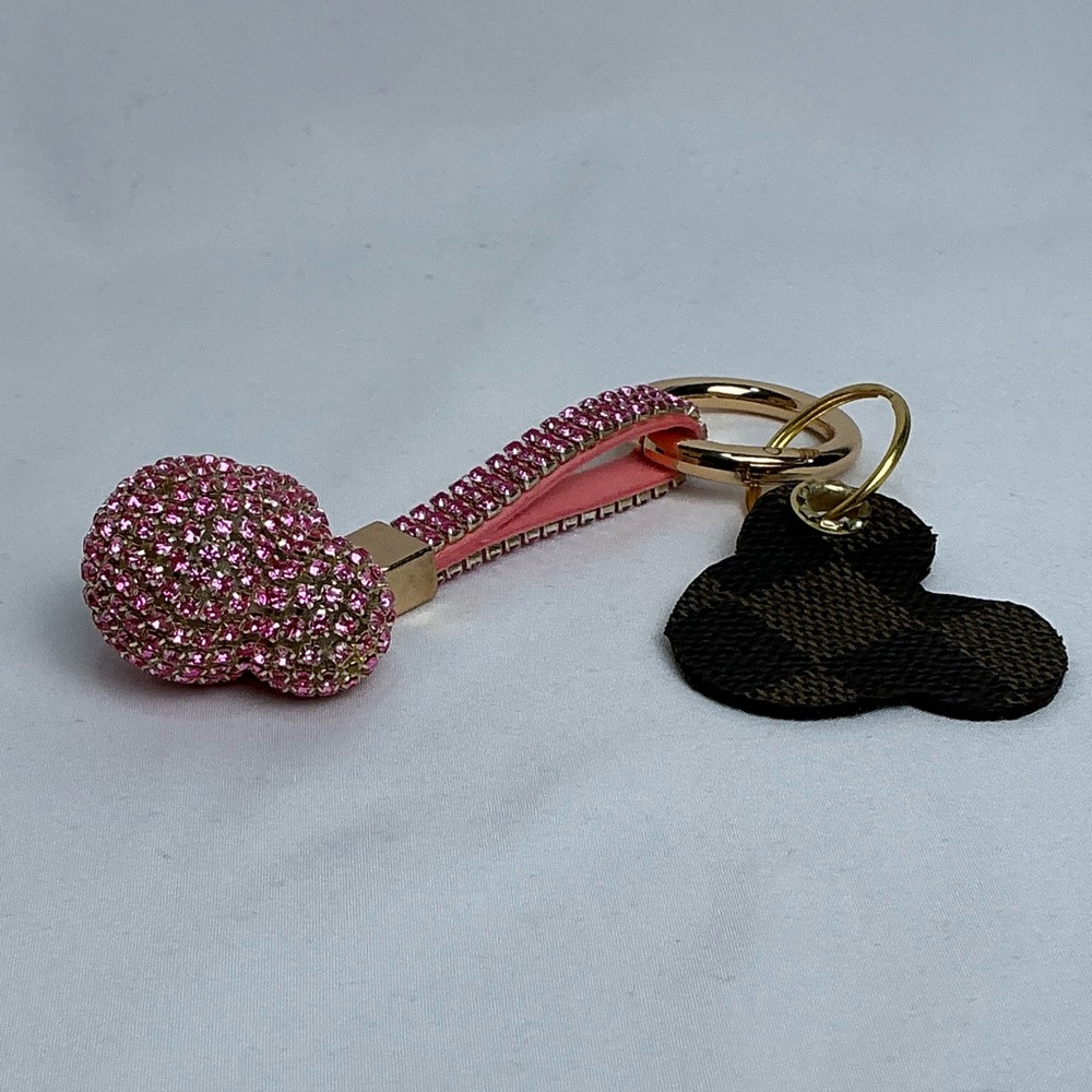 Louis Vuitton Damier Gold and Black brown Keychain mouse pink - Picture 2 of 4
